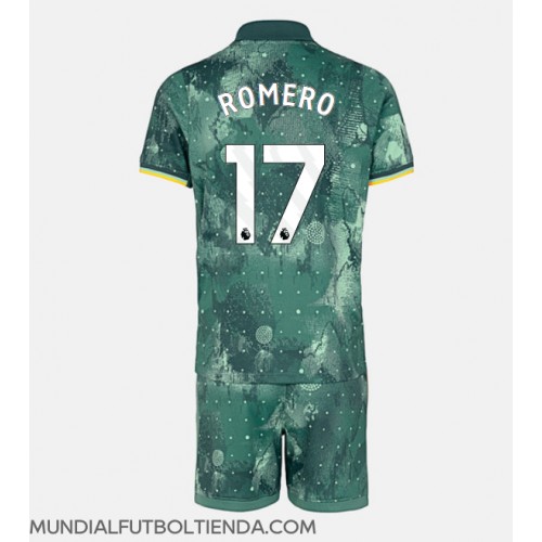 Camiseta Tottenham Hotspur Cristian Romero #17 Tercera Equipación Replica 2024-25 para niños mangas cortas (+ Pantalones cortos)